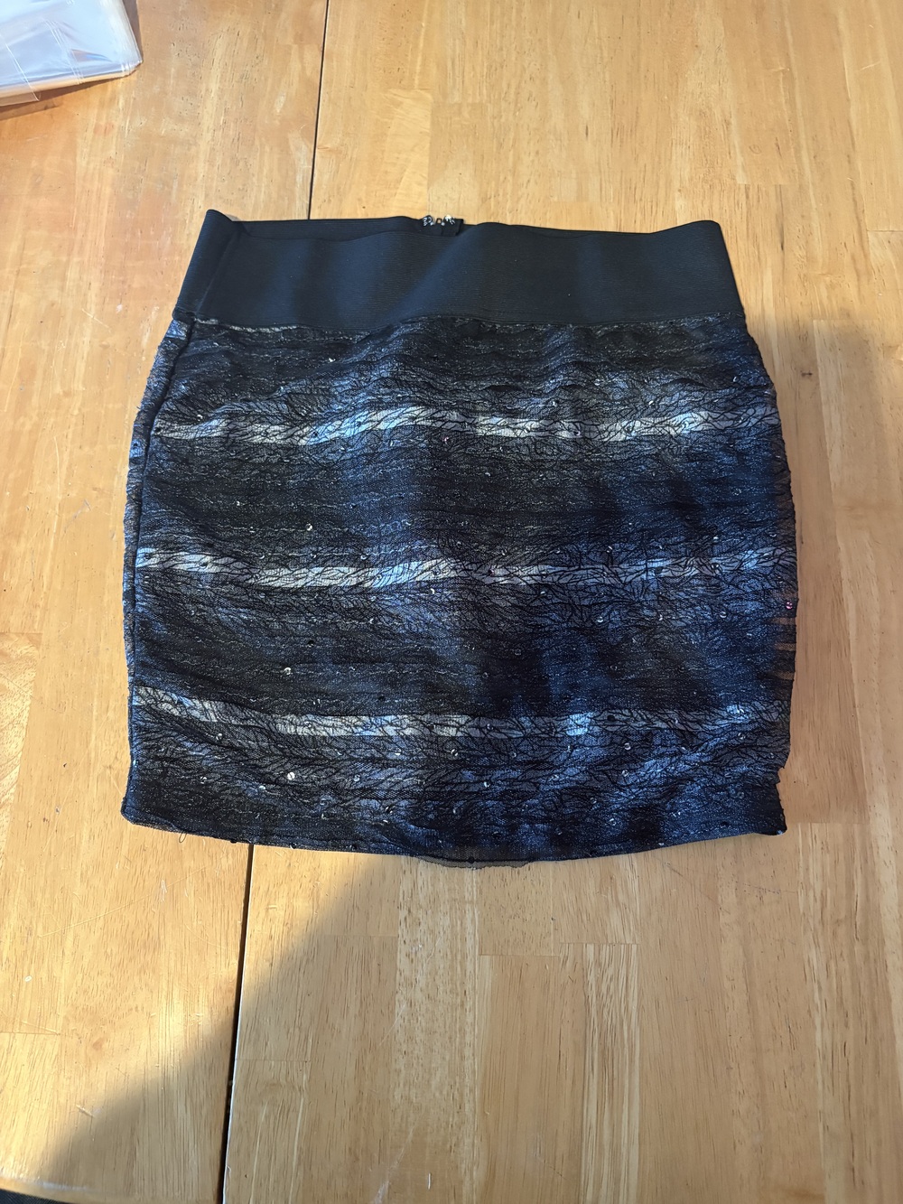 Women's Black Sparkle Mini Skirt Size S Charlotte Russe Striped Metallic Party